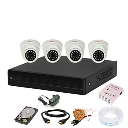 CP PLUS Wired 4 Channel HD DVR 1080p, Indoor Camera 2.4 MP 4Pcs, 1 TB Hard Disk Full Combo Set
