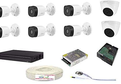 DAHUA Full HD 2MP Cameras Combo KIT 8CH HD DVR+ 6BULLET Cameras + 2DOME Cameras+1TB Hard DISC+ Wire ROLL +Supply & All Required CONNECTORS