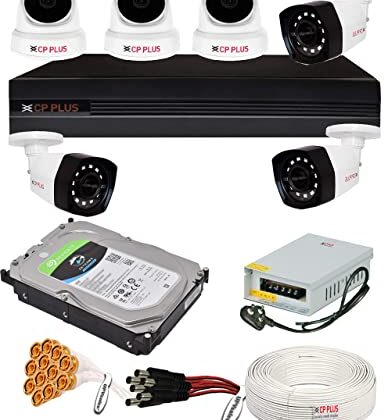 CP Plus 5MP, H.265+, 2TB Storage, 6 Camera Combo Kit with (8Ch DVR, 3 Dome 3 Bullet Cameras, 2TB HDD, Power Supply, 90Mtr Cable, Audio Mic and Connectors) 5 MegaPixel CCTV Security Camera Set