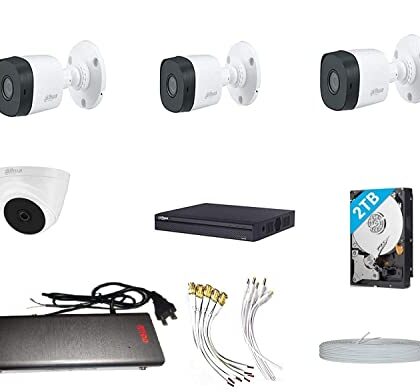 Dahua 4K Full HD 5MP Cameras Combo KIT 8CH DVR+ 3BULLET Cameras + 1 Dome Cameras+2TB Hard DISC+ Wire ROLL +Supply & All Required Connectors