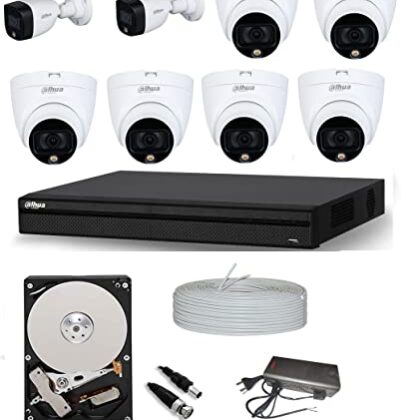 DAHUA Full Color Night Vision HD CCTV Security Camera Combo Set 2MP, Dome(Indoor) 6Pcs, Bullet (Outdoor) 2Pcs 8 Channel DVR, 1TB HDD , for Home and Offices